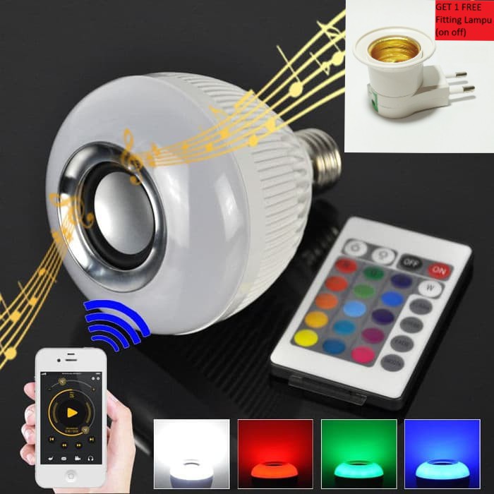 Speaker bluetooth wireless lampu music LED RGB bohlam speaker WJ-L2