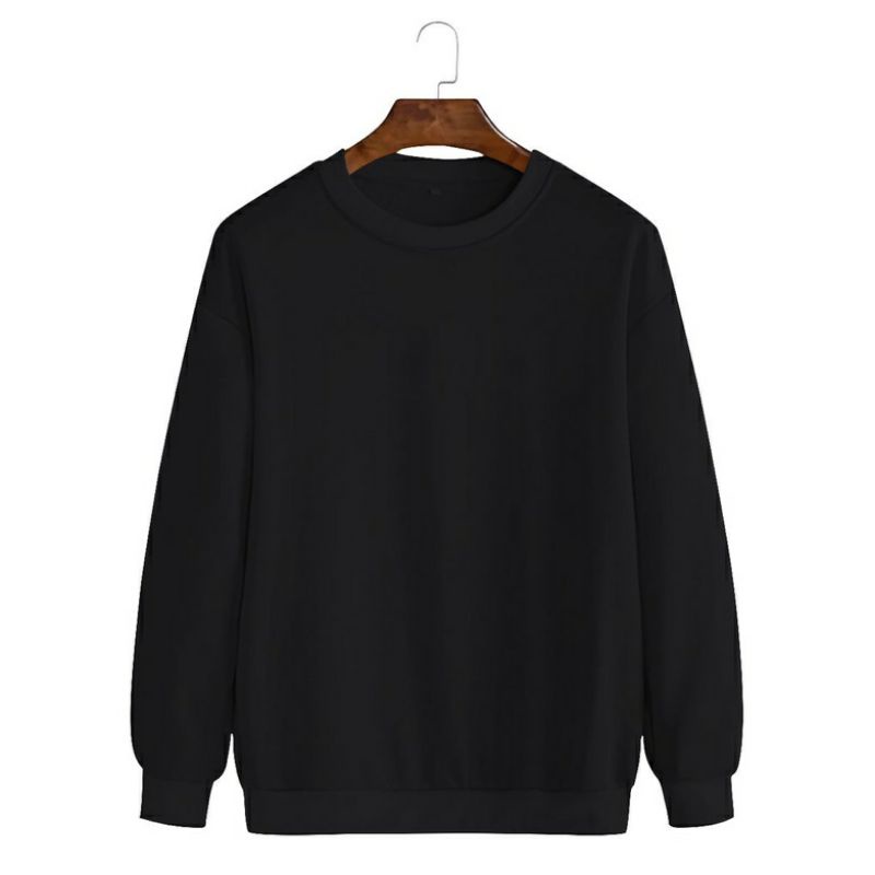 SWEATER POLOS CREWNECK POLOS PRIA/WANITA HITAM