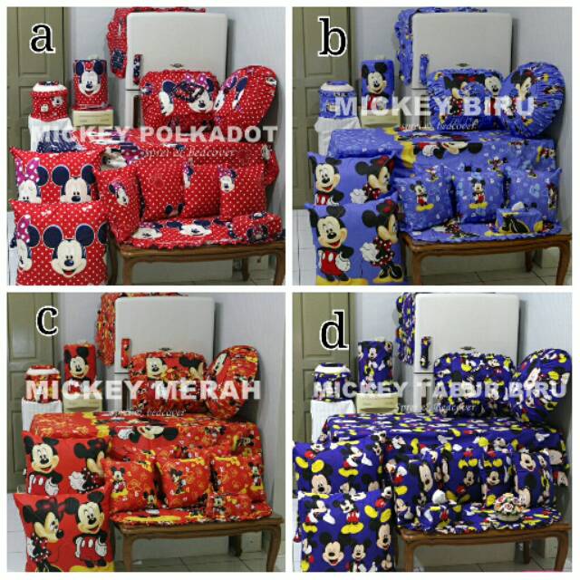 Homeset Motif Mikey Polkadot,Mikey Biru,Mikey Merah,Mikey Tabur Biru