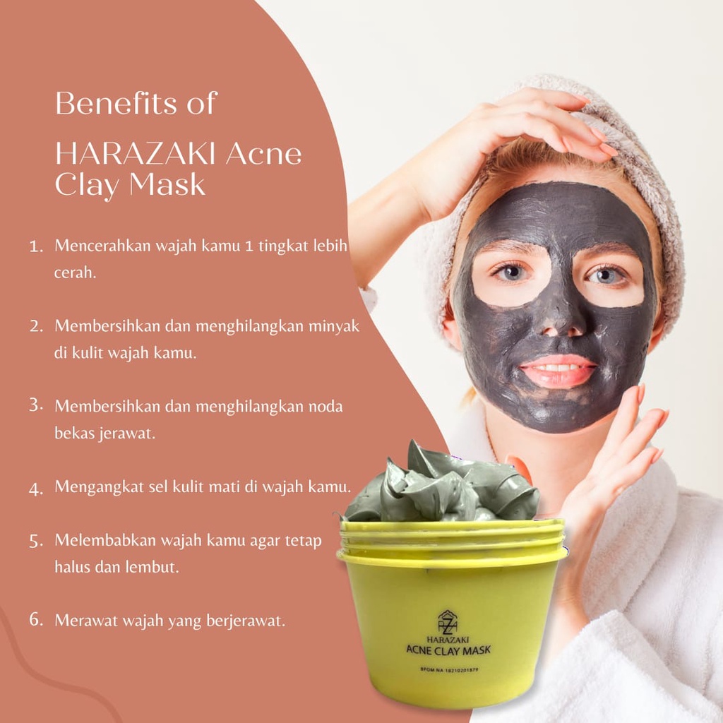 Masker Jerawat Harazaki Acne Clay Mask BPOM ORIGINAL 100%