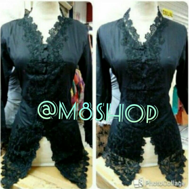 KEBAYA BORDIR ENCIM HITAM LENGAN PANJANG JUMBO