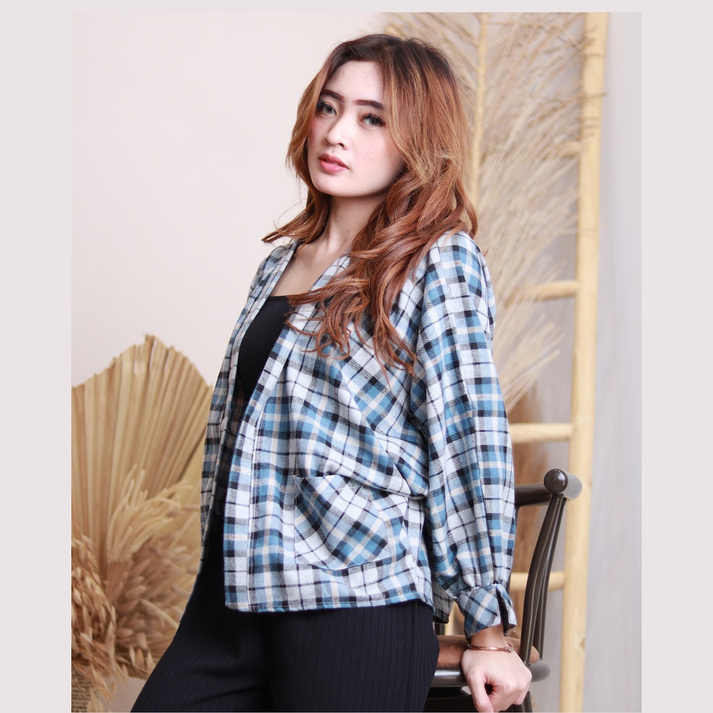 Baju Wanita Cardigan Outer Flanel Batwing Wanita Premium