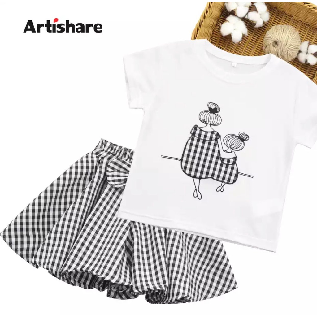 baju anak cewek set ROK MINI MOMS stelan anak kaos dan rok pakaian anak perempuan 2022 baju anak cewek 1-5 tahun Set anak