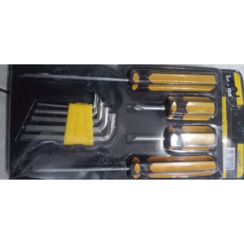 obeng set dengan kunci L obeng min dan plus panjang pendek satu set