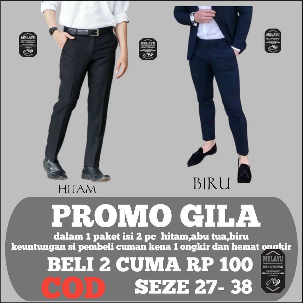 PROMO GILA BELI 1 GRATI 1 PC CELANA BAHAN | KERJA | KANTOR | PANJANG | DASAR PRIA SLIMFIT COD_