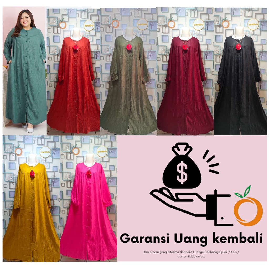Gamis Jumbo LD 140 SOSCR Maxi Dress Fashion Muslim Wanita Bahan TebaL Adem Jatuh Model Kemeja Kancin