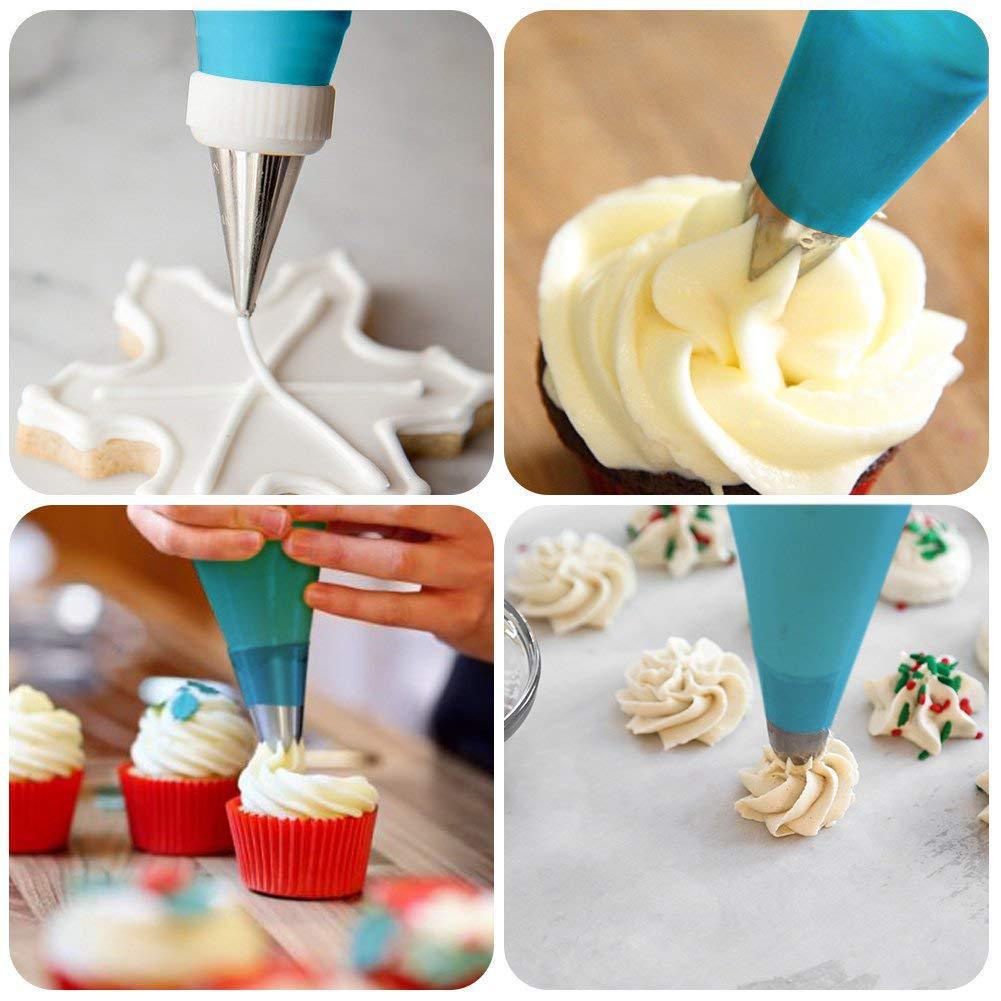 ICING PIPING BAG SET 16 IN 1 SILIKON CAKE DECORATING SPUIT + CONNECTOR + PIPING BAG / SPUIT DEKORASI KUE CHEF PASTRY / PIPING BAG SILICONE SET /  / Silicone Piping Bag Segitiga Reuseable Kantung Piping Bag untuk Kue Dipakai berulang Silicone Cake Serbagun