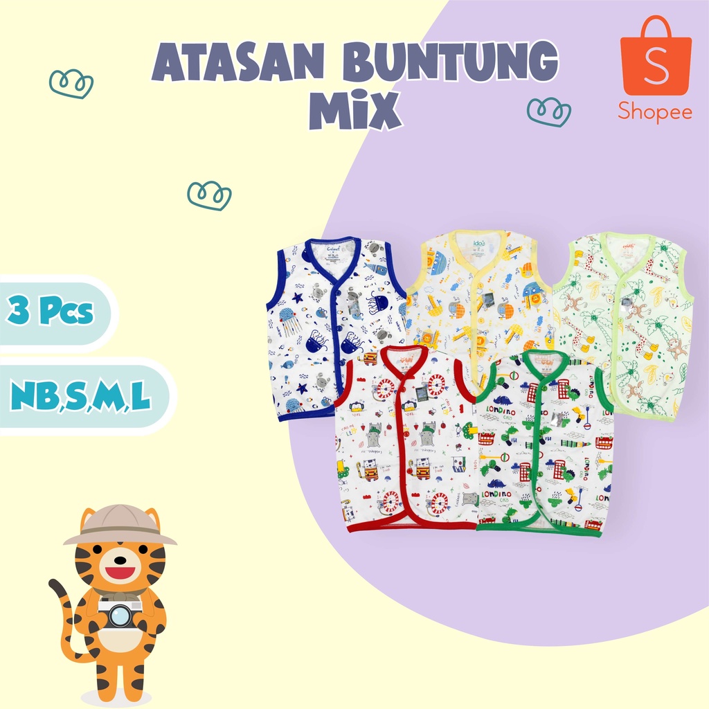 Tokusen Atasan Baju Bayi Mix (3 Pcs)-Kaos Buntung