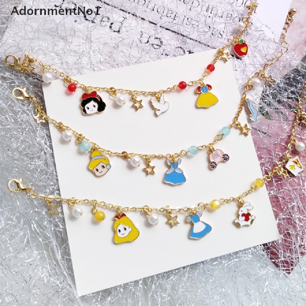 (AdornmentNo1) Gelang Bangle Handmade Dengan Liontin Kartun Princess Untuk Wanita