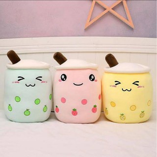 Boneka Boba Bubble Milk Tea Plush Cup bantal lucu buah minuman mewah boneka apel merah muda strawberry teh susu hadiah anak-anak/ pacar/ pasangan