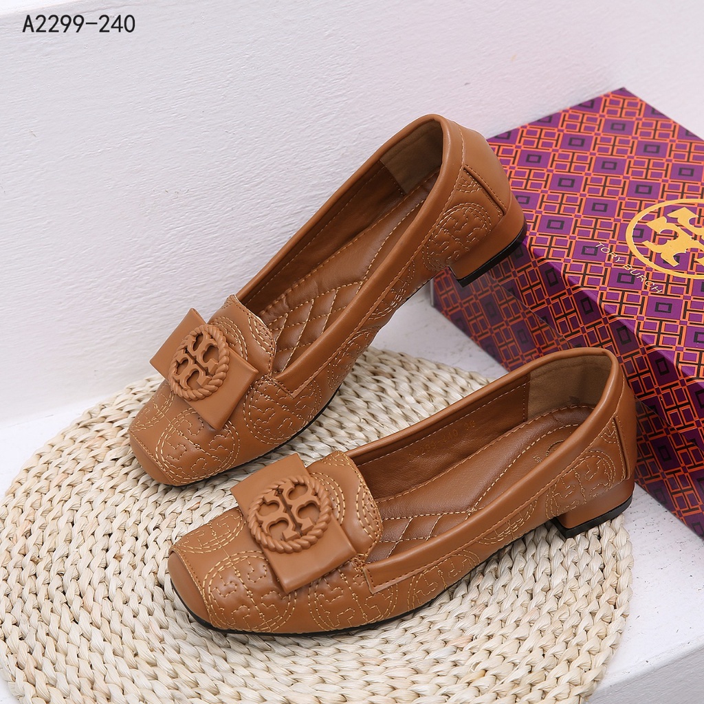 TB Leather Logo-Bow Block Heel A2299-240