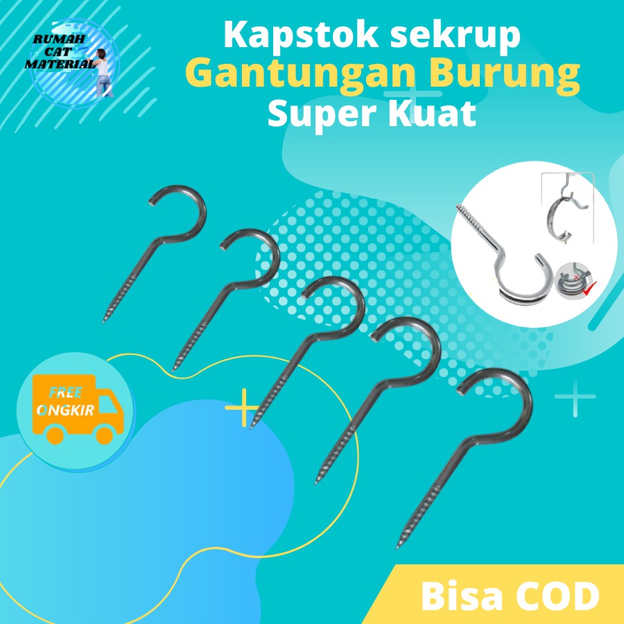 Sekrup Gantungan Cantolan Besi Ulir Kapstok Kandang Sangkar Burung Atap Plafon