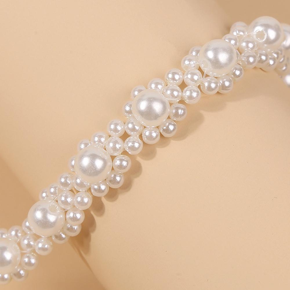 Agustina Kalung Mutiara Fashion Perhiasan Gadis Wanita Elegan Berlian Imitasi Kristal Bunga