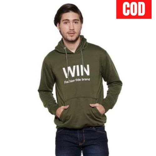 Hoodie Sweatshirt Pria Win Warna Army Terbaru