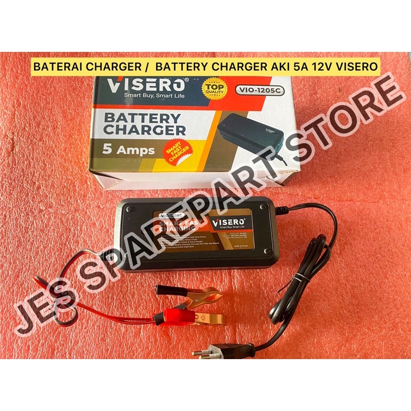 BATERAI CHARGER /  BATTERY CHARGER AKI 5A 12V VISERO (SMART FAST CHARGING)