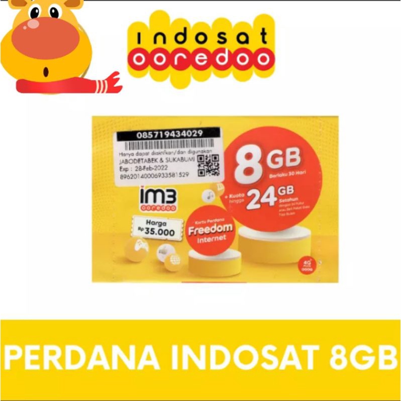 KARTU INDOSAT 8 GB ORI FULL 24 JAM