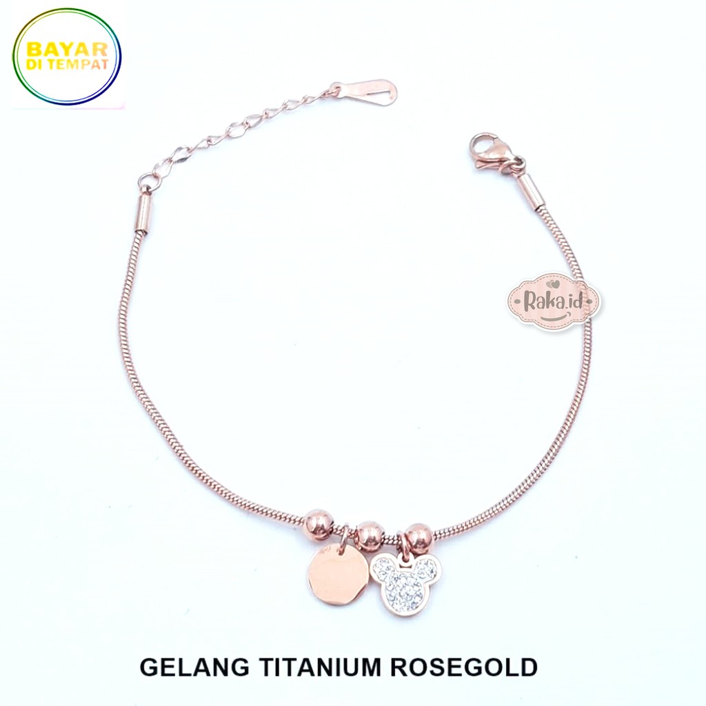 Raka Acc - Gelang Tangan Wanita Gelang TITANIUM Mickey Belut Perhiasan Wanita Berkualitas 600