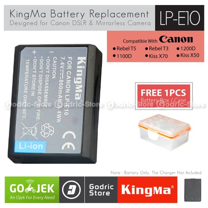 BATERAI ORI / KINGMA BATERAI LP-E10 CANON BATTERY 1100D 1200D 1300D 1500D 3000D ETC