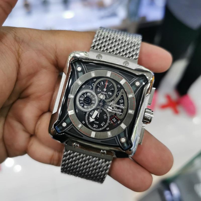 Jam Tangan Alexandre Christie AC 3030 Pria / AC 3030 MC Black Grey Original