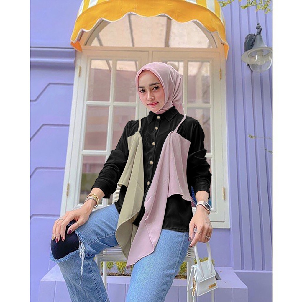Rosi Top Atasan Blouse Muslim Korean Style Wanita Fashion harga terjangkau