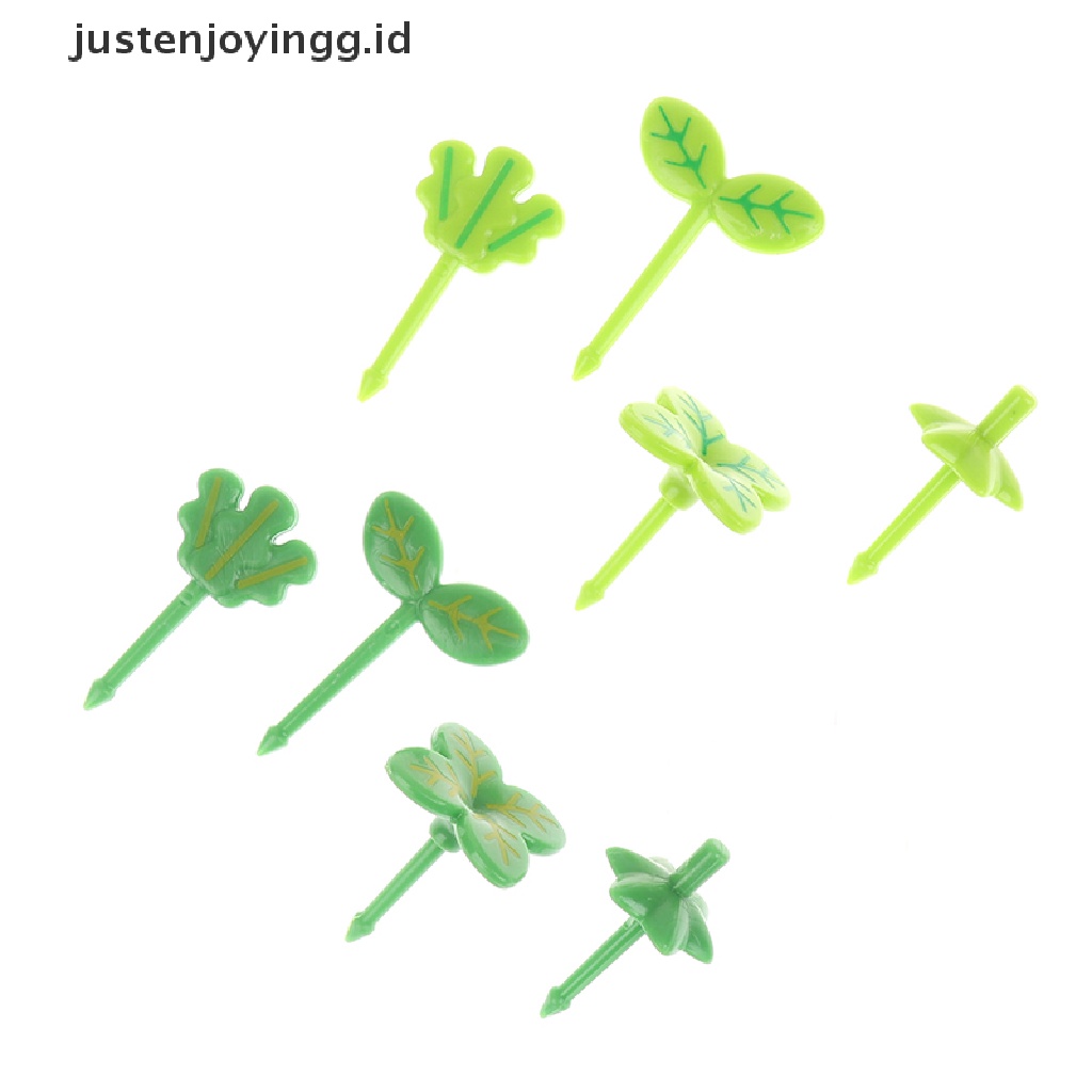 // justenjoyingg.id // 8pcs Fruit Vork Tandenstoker Bladeren Salade Tiny Vork Mini Cake Picks Voor kids ~