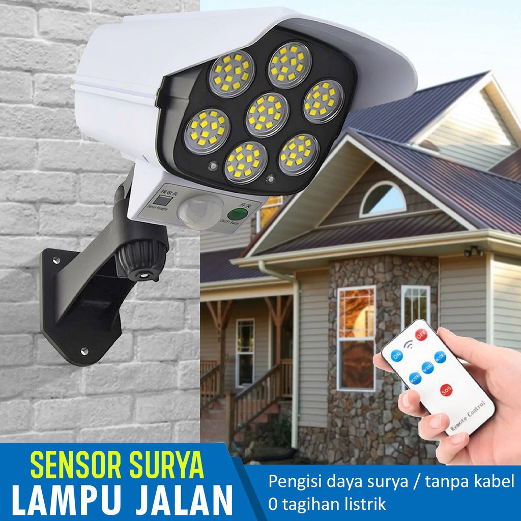 Lampu Solar Sensor Tenaga Surya 77 LED IP65 Waterproof YH 2178T Bonus Remote