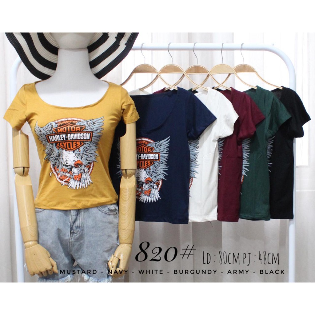 READY 820 harley crop  tee grosir 23 spandek rayon 