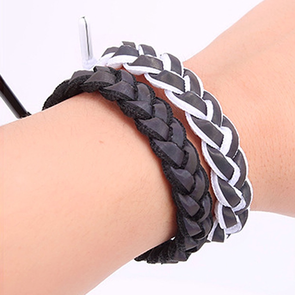 Hu Hu Hu Hu Hu Alat Bantu Pasang Kacamata♡ Gelang Tali Kulit Imitasi Kepang Holografik Reflektif Handmade Untuk Pesta