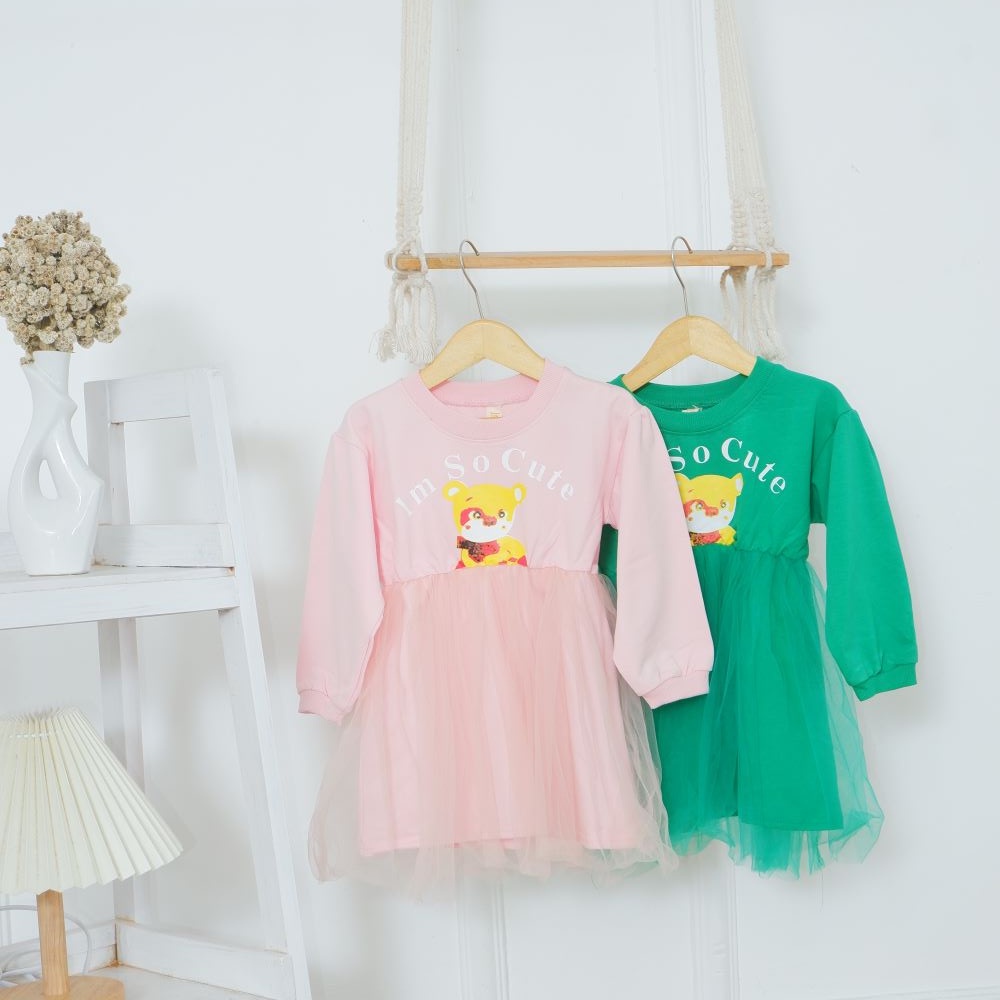 Dress baju anak perempuan motif tile umur 2-4 tahun katun lembut bahan adem #22