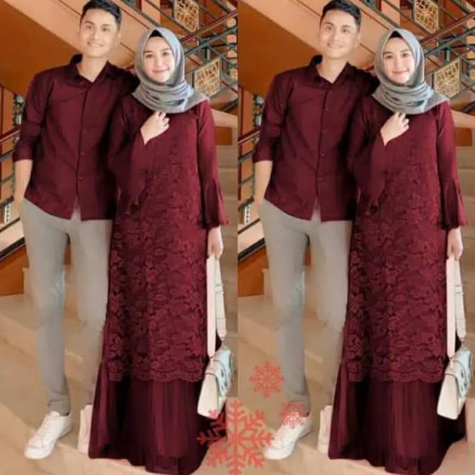Promo Akhir Tahun Gamis brokat couple suami istri,Best Seller,baju pesta muslim pasangan