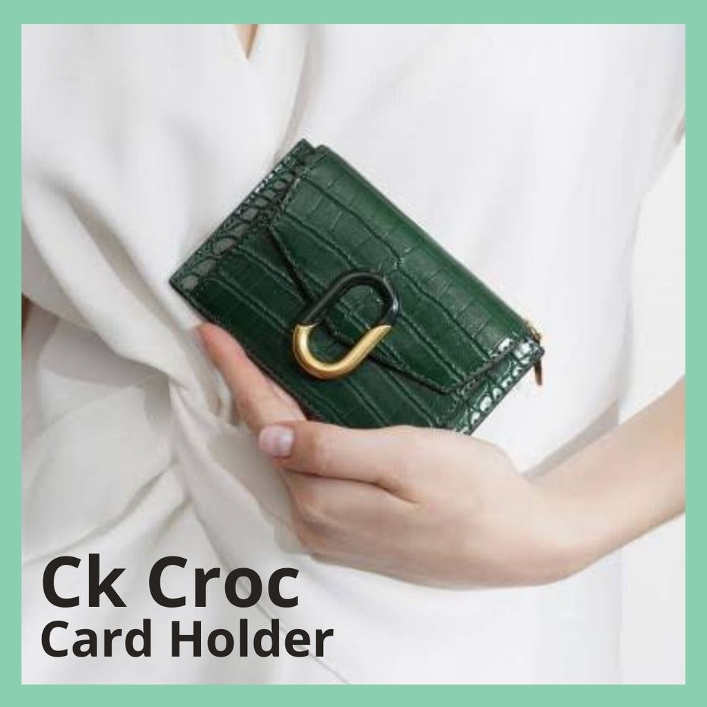 Dompet CK Motif Croc Stone Mini Lipat Koin Card Holder Wallet Wanita Cewek Premium Kekinian Branded
