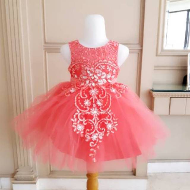 GA2551 PREMIUM LOUISE DRESS WATERMELON / gaun pesta ulangtahun anak perempuan tutu wedding