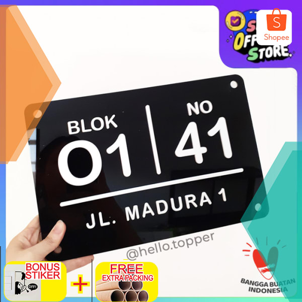 

Nomor Rumah Acrylic Timbul 30x20cm Elegan