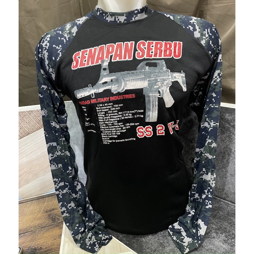 Kaos Raglan Panjang Loreng Serbu -- Kaos Raglan Loreng Navy Seals