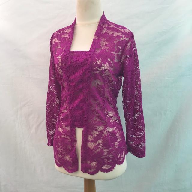 Kebaya Bali Brokat Sofia Bed Kutu Baru Atasan Tradisonal Modern Warna Seri 2-Ungu magenta