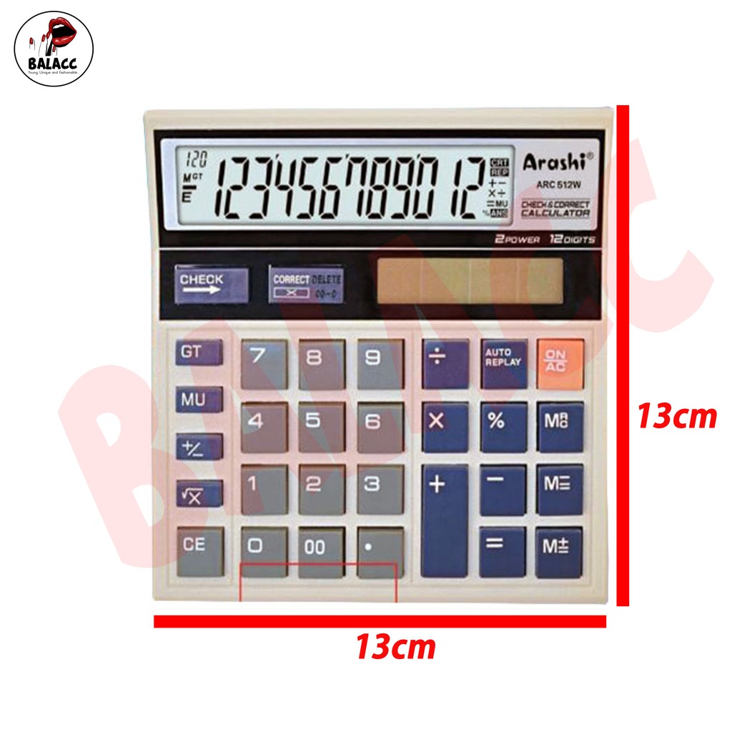 Arashi Kalkulator Calculator ARC 512W PUTIH 12 Digit Layar Besar