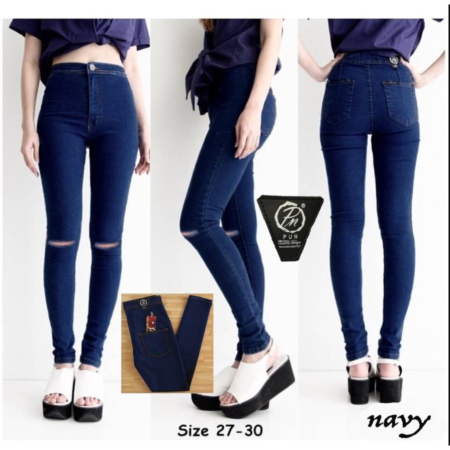 HOPYLOVY - CELANA HIGHWAIST PREMIUM CUT KNEE JEANS (Pun Ripped HW)