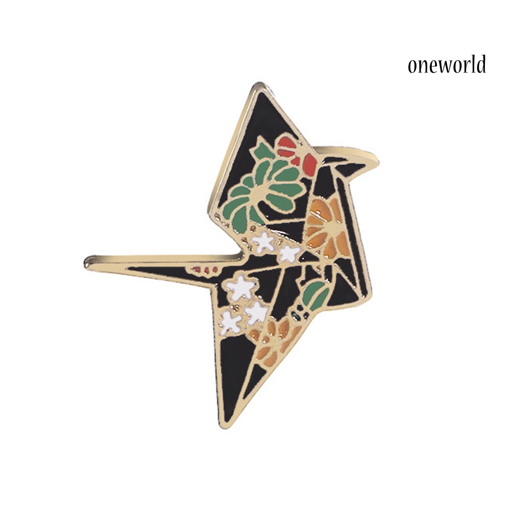 OW@ Cute Crane Pattern Badge Unisex Fabric Decor Enamel Brooch Pin Jewelry Gift