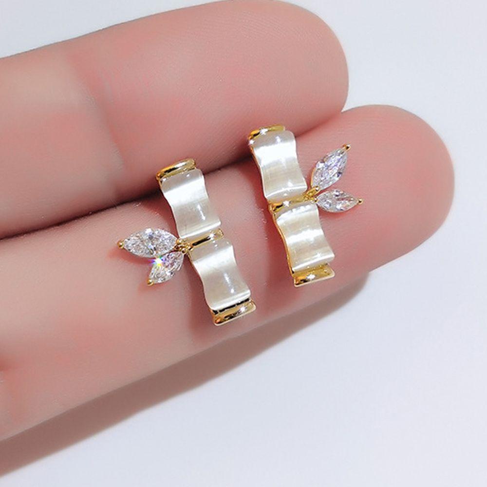 Mxbeauty Anting Asparagus Kuno Mini Peri Hetian Giok Retro Zirkon Vintage Anting Gaya Cina