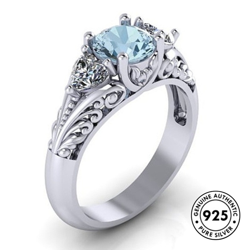 Cincin Sapphire Bahan S925 Silver Untuk Pertunangan