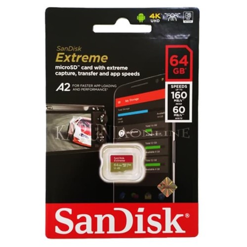 MicroSD Sandisk 64GB 160MB/S EXTREME A2 ORIGINAL / 64/128/256 170-200 MBPS