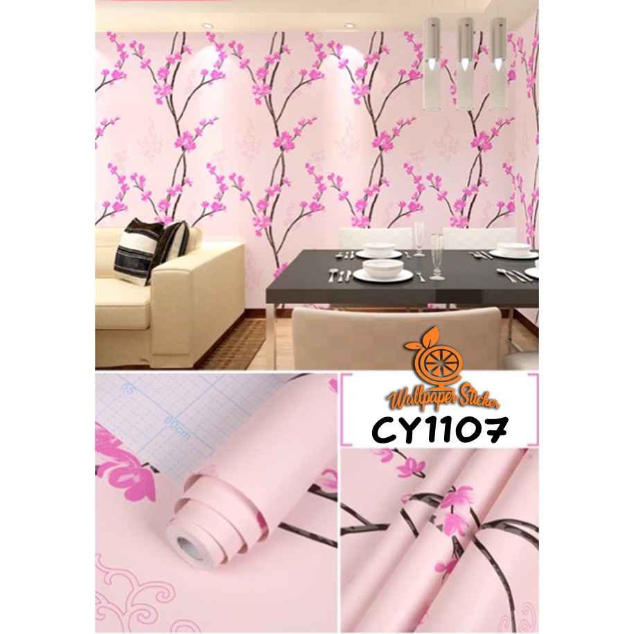 Wallpaper Dinding Wallpaper Stiker Ruang Tamu Wallpaper Motif Bunga 45Cm X 9Mzzt