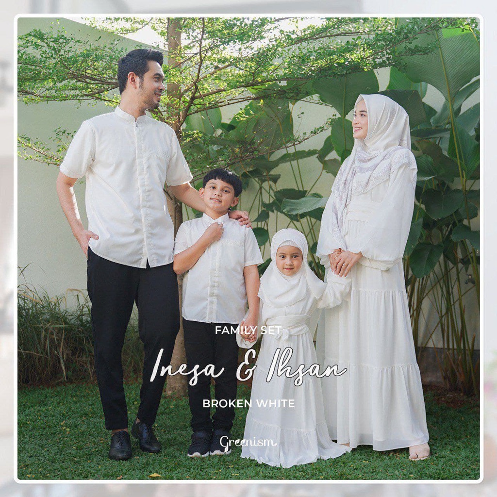 Greenism Sarimbit Raya INESA &amp; IHSAN (Broken White) Quality Premium Syari'i - Set Family