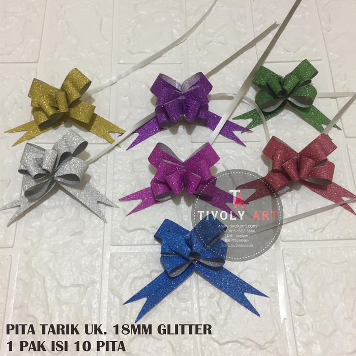 

Pita Tarik / Pita Kado / Pita Souvenir / Pita Serut 18mm GLITTER Termurah