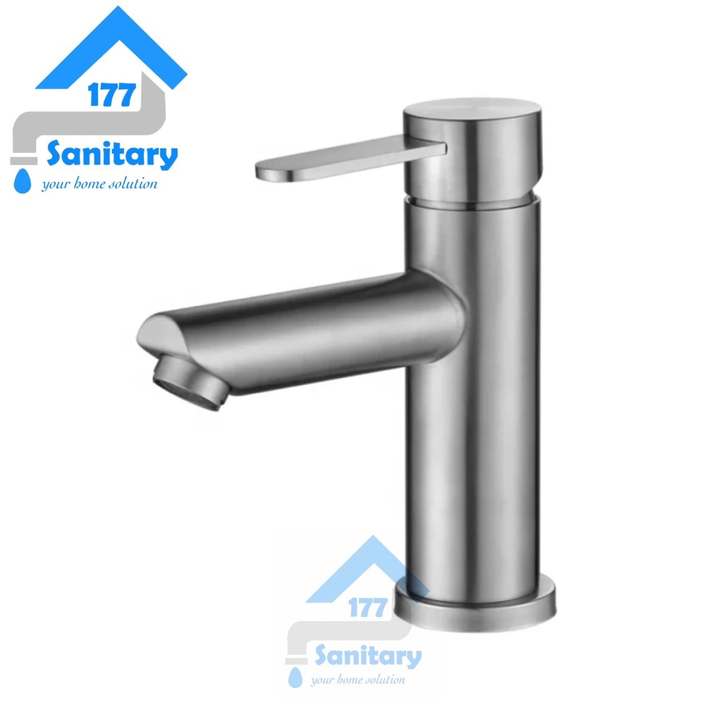 Kran Wastafel Panas Dingin Stainless 304 tebal 38S- Keran Air basin mixer sus304 washtafel faucet tebel short stenlis