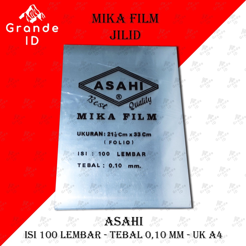 

MIKA FILM ASAHI 0,10 MM ISI 100 LEMBAR PLASTIK JILID UKURAN A4