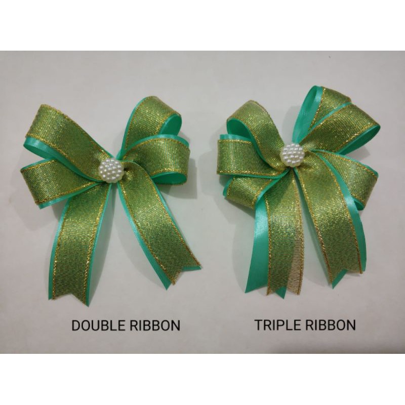 

PITA DOUBLE RIBBON JADI UNTUK HAMPERS LEBARAN / IDUL FITRI / DLL PITA SATIN KOMBINASI PITA GLITTER)