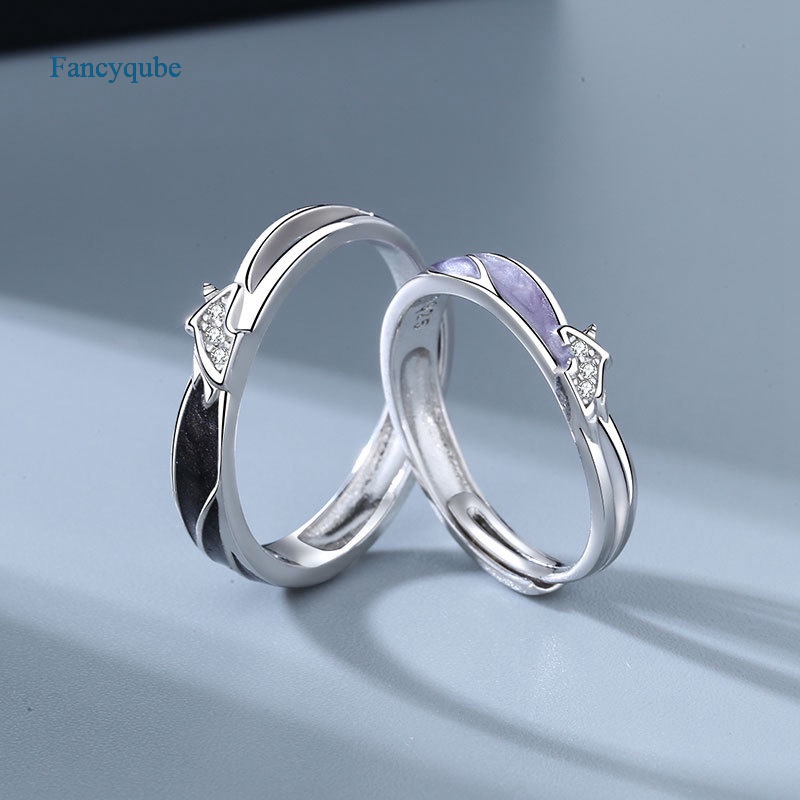 Fancyqube Sepasang Cincin S925 Silver Dapat Disesuaikan Desain Unicorn Untuk Pria Dan Wanita