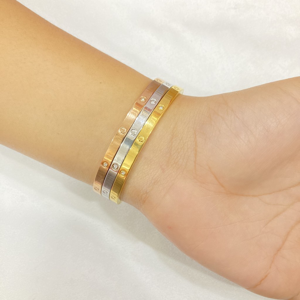 Gelang Titanium Branded Set 3 Pcs Permata Aksesoris Perhiasan