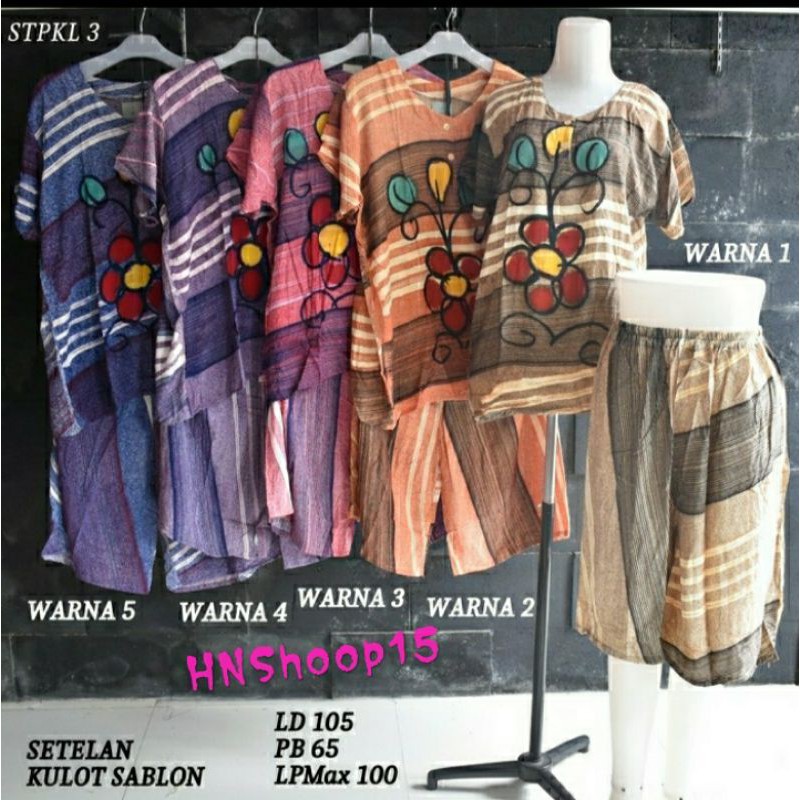 Setelan kulot baby doll baju tidur batik khas pekalongan